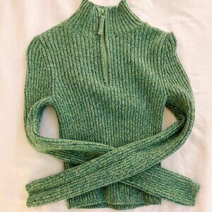 Aerie Green Quarter Zip Sweater